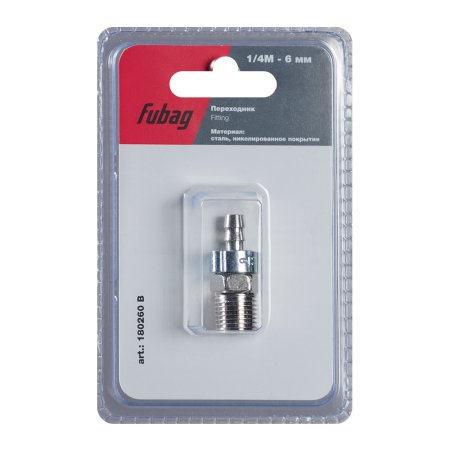 FUBAG Переходник 1/4 дюйма M на елочку 6мм с обжимным кольцом 9Х11мм, блистер 1 шт в Хабаровске фото