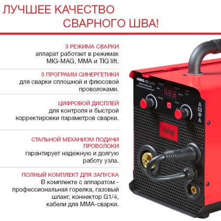 FUBAG Сварочный полуавтомат IRMIG 200 SYN с горелкой 250 А 3 м в комплекте в Хабаровске фото